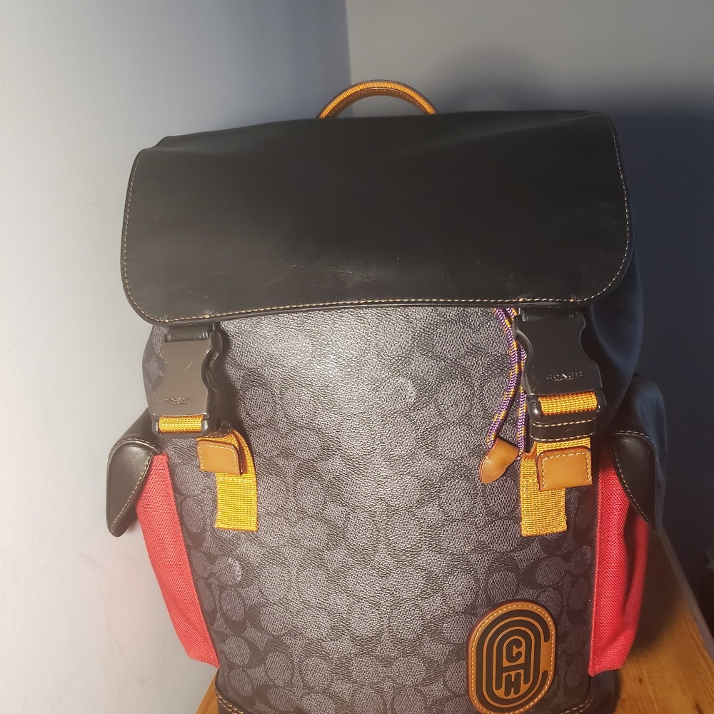 Coach Rivington Signature/Leather Drawstring Backpack - Picture 3 of 14